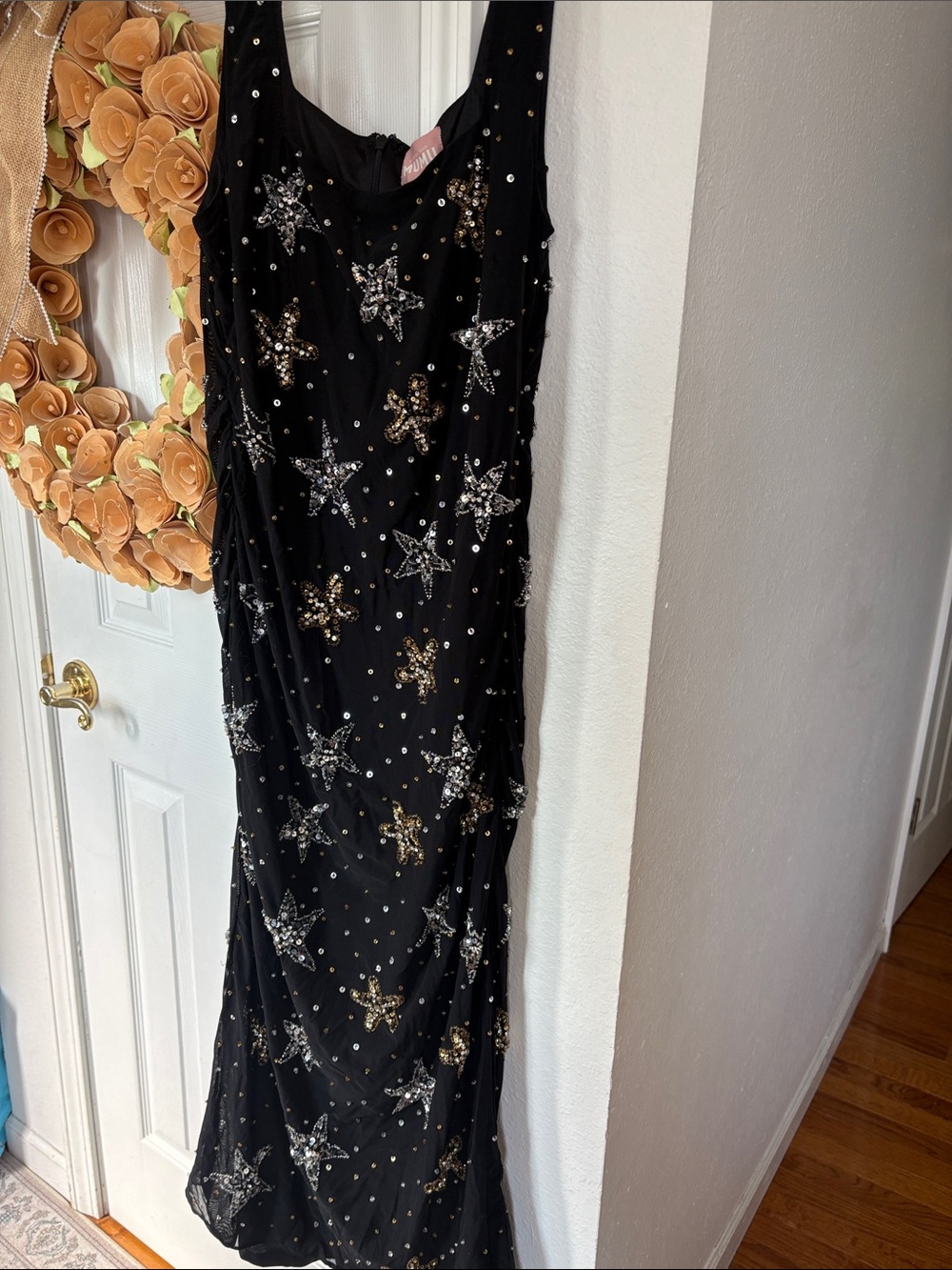 Show Me Your Mumu Stassi Midi Dress Starfish Beaded Sequins Black Star